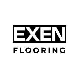 Exen Flooring logo featuring bold, modern typography, representing a flooring installation service specializing in carpet, vinyl, laminate, and LVT flooring.