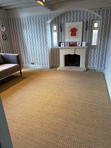 20m² Sisal Panama carpet installation in a living room in Epsom, Surrey